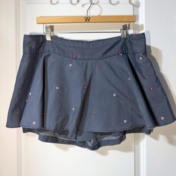 Womens Y2K Blue Skort Floral Embroidered SP Fashion Sz 36 - Picture 1 of 11